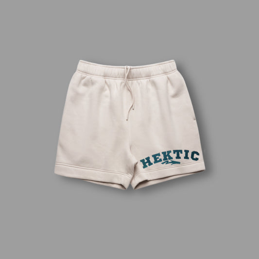 Cream Varsity logo shorts